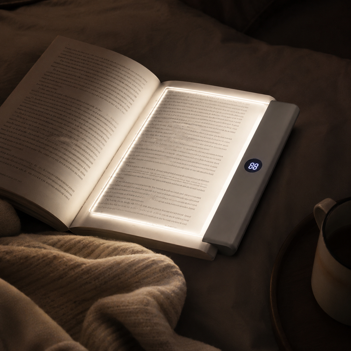 Rechargeable LED Book Reading Light with Digital Battery Display – USB-C Portable Page Lamp